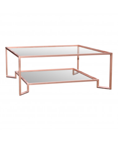 table de milieu en fer massif et verre clair