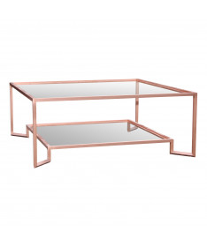 table de milieu en fer massif et verre clair