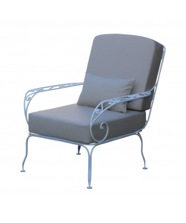 Fauteuil en fer forgé avec coussins